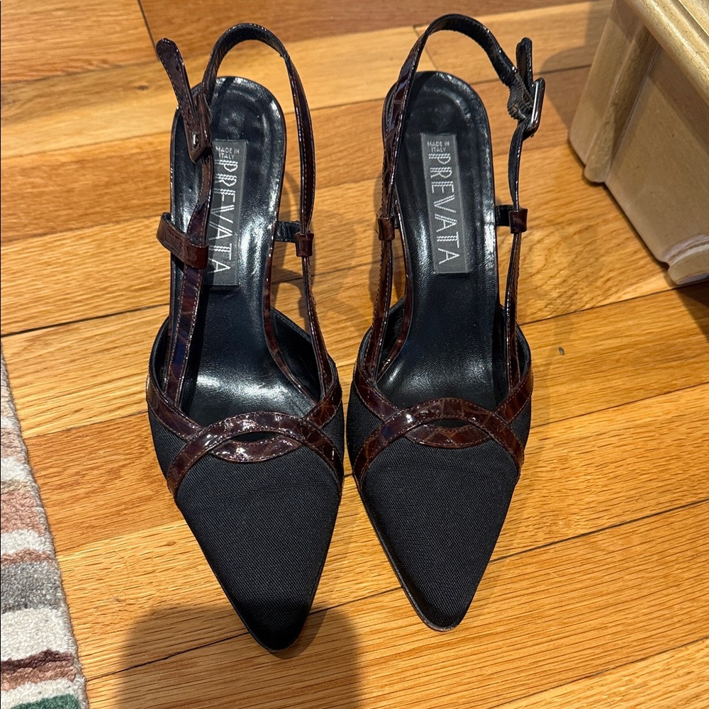 Prevata Women's Elegant Black and Brown Heels